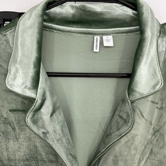 Nordstrom Green Dune Velour Pajama Set L NWT Soft 2-Piece Lounge Set - Picture 2 of 10